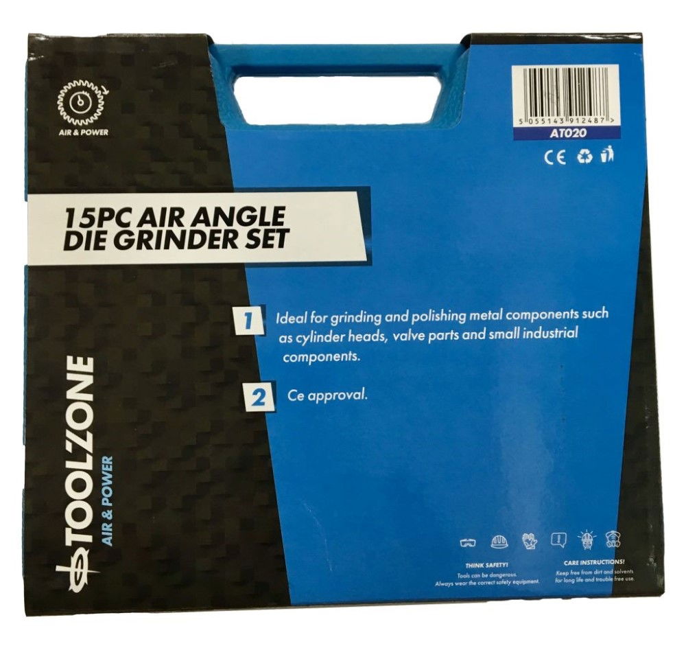 ANGLE AIR DIE GRINDER 15 PIECES 1/4 CHUCK - TOOLZONE KDPAT020 thumbnail 4