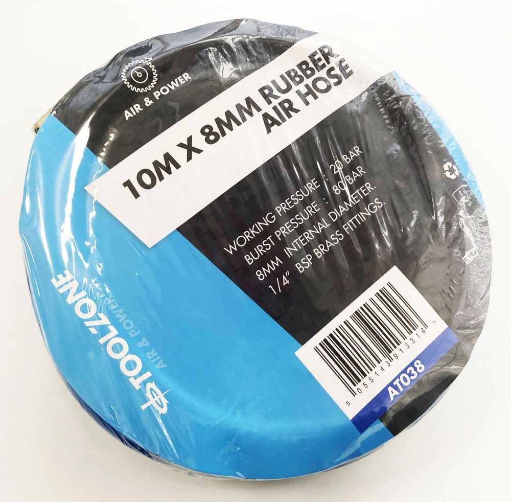 AIR HOSE 10m x 8mm HI VIS 1/4 BSP FITTINGS WORKING PRESSURE 20 bar - TOOLZONE KDPAT038 thumbnail 2