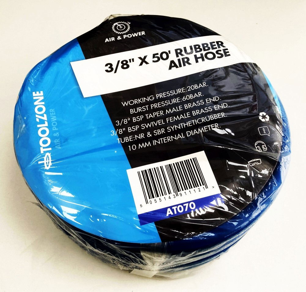 AIR HOSE 3/8 50ft HI VIS 3/8 BSP MALE AND FEMALE ENDS WORKING PRESSURE 20 bar - TOOLZONE KDPAT070 thumbnail 2