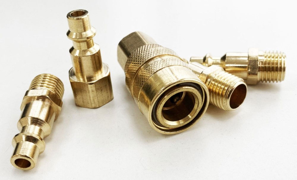 BRASS QUICK AIR COUPLER SET 5pc 1/4 npt INCLUDES FEMALE COUPLER CONNECTOR 3 MALE CONNECTORS - TOOLZONE KDPAT085 thumbnail 5