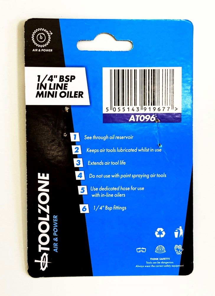MINI IN LINE OILER 1/4 bsp FOR AIR TOOLS INCLUDES CONDENSATION VALVE - TOOLZONE KDPAT096 thumbnail 3