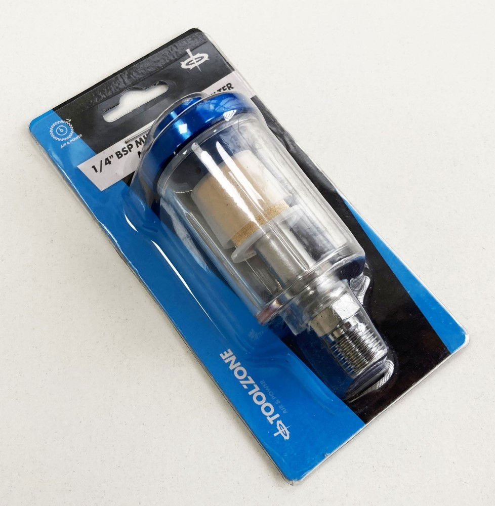 IN LINE MOISTURE TRAP 1/4 bsp INCLUDES CONDENSATION VALVE CLEAR FILTER BOWL - TOOLZONE KDPAT097 thumbnail 4