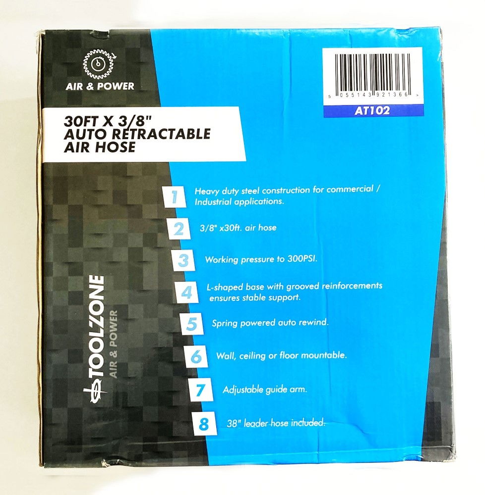 RETRACTABLE AIR HOSE 30ft 3/8 WORKING PRESSURE 300psi AUTO REWIND - TOOLZONE KDPAT102 thumbnail 5