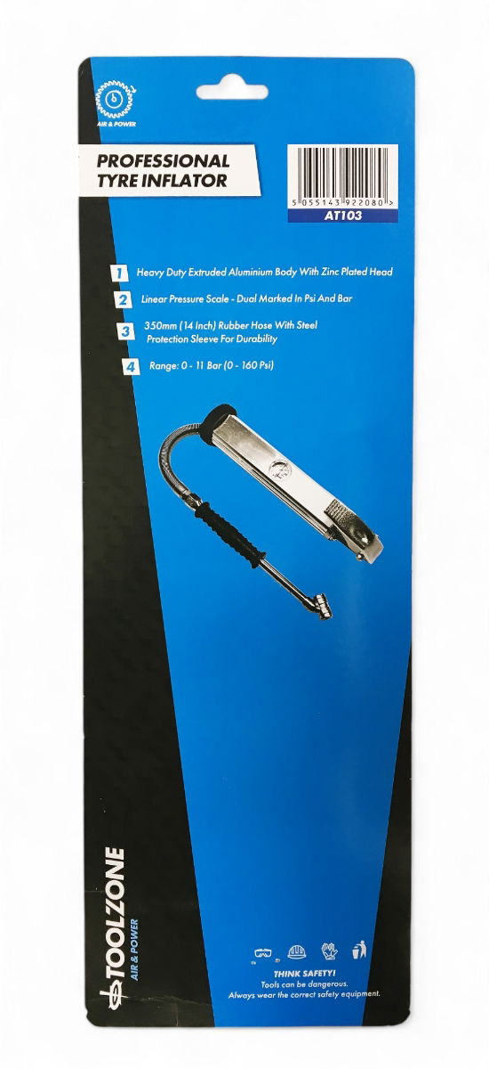 TYRE INFLATOR FORECOURT 0-160 psi ALUMINIUM BODY WITH GAUGE - TOOLZONE KDPAT103 thumbnail 9