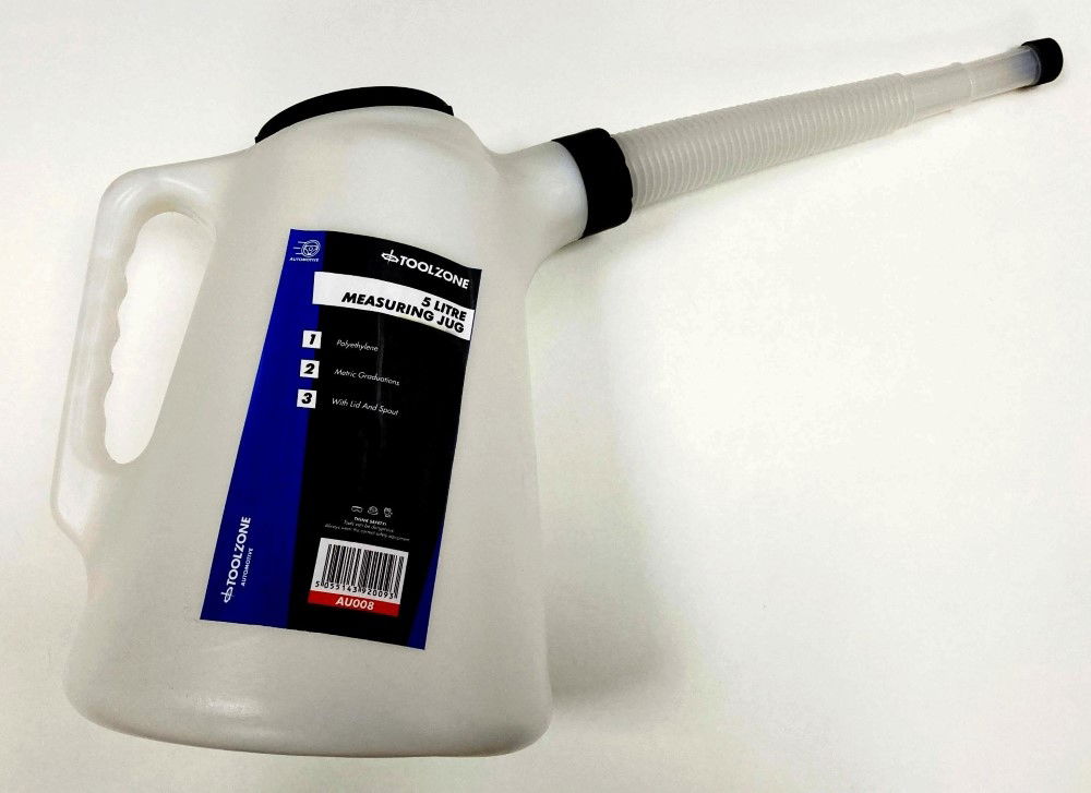 MEASURING JUG 5 litre WITH LID AND FLEXIBLE SPOUT POLYETHYLENE - TOOLZONE KDPAU008 thumbnail 2