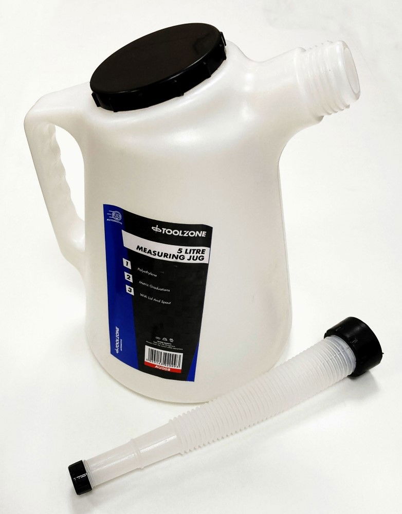 MEASURING JUG 5 litre WITH LID AND FLEXIBLE SPOUT POLYETHYLENE - TOOLZONE KDPAU008 thumbnail 3