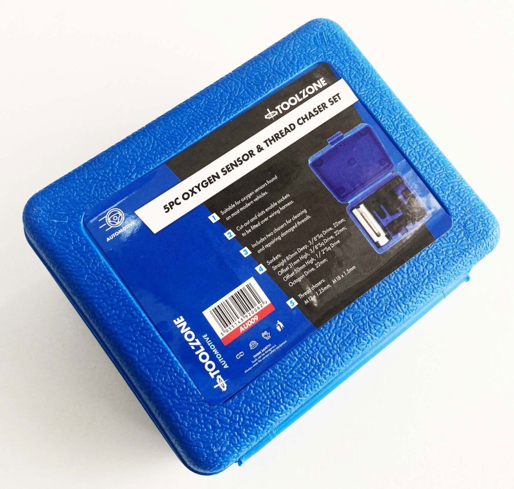 OXYGEN SENSOR AND THREAD CHASER SET 5pc INCLUDES 22mm SOCKETS - TOOLZONE KDPAU009 thumbnail 2