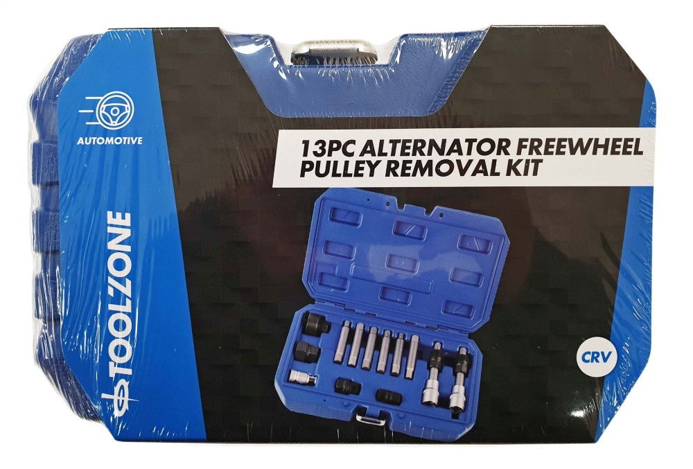 ALTERNATOR FREEWHEEL PULLEY REMOVAL SET 13pc WITH BIT SOCKETS - TOOLZONE KDPAU011 image 1