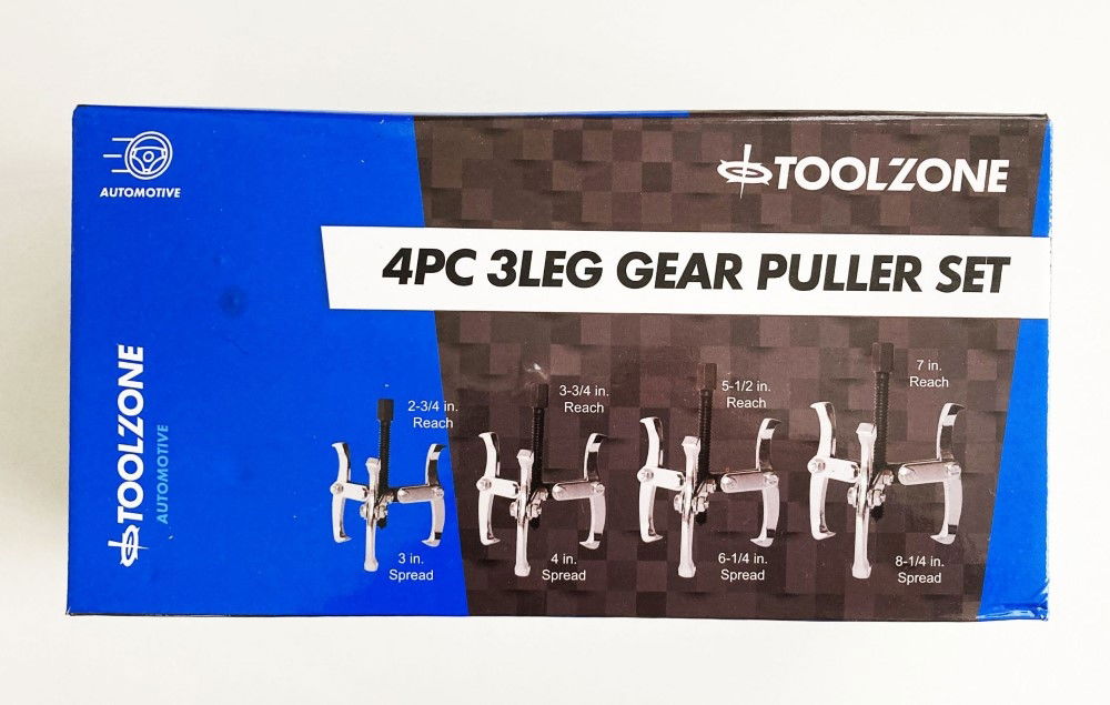 GEAR PULLER SET 4pc 3 LEG 3/4/6/8 REVERSIBLE JAWS - TOOLZONE KDPAU013 image 1