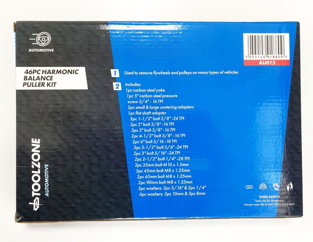 HARMONIC BALANCE PULLER SET 46pc FOR PULLEYS AND STEERING WHEELS - TOOLZONE KDPAU015 thumbnail 2