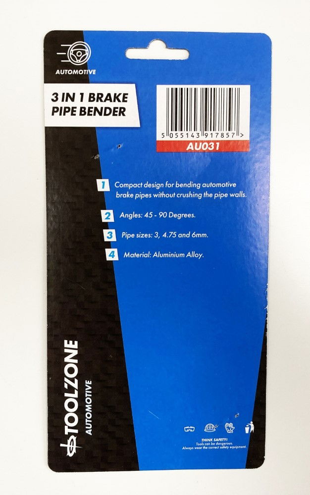 BRAKE PIPE BENDER 3 IN 1 3mm 4.75mm 6mm ALUMINIUM ALLOY - TOOLZONE KDPAU031 thumbnail 3