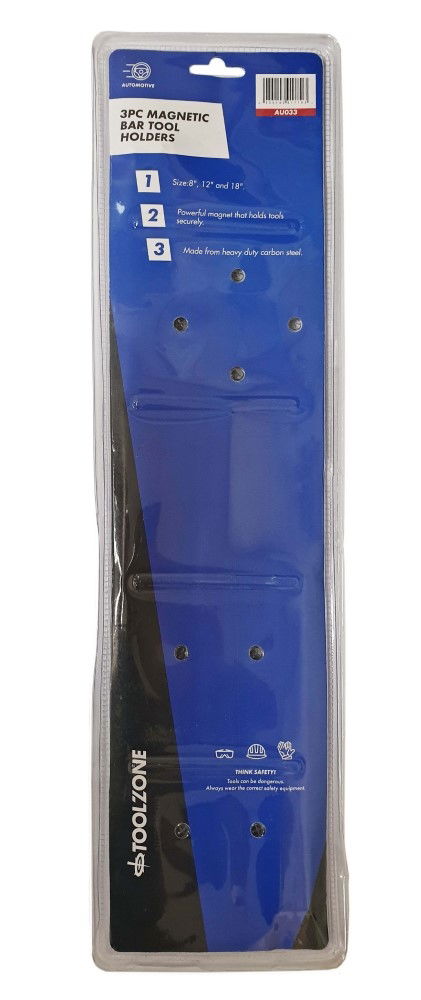MAGNETIC TOOL BARS SET 3pc 8 12 18 WITH WALL FIXTURES - TOOLZONE KDPAU033 thumbnail 2