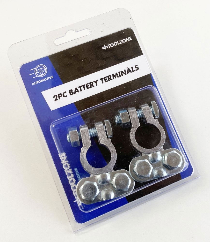 BATTERY TERMINAL CLAMPS 2pc WITH NUTS AND BOLTS - TOOLZONE KDPAU069 thumbnail 2