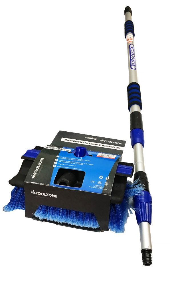TRIPLE EXTENDING WASH BRUSH 3m WITH SQUEEGEE - TOOLZONE KDPAU268 image 1