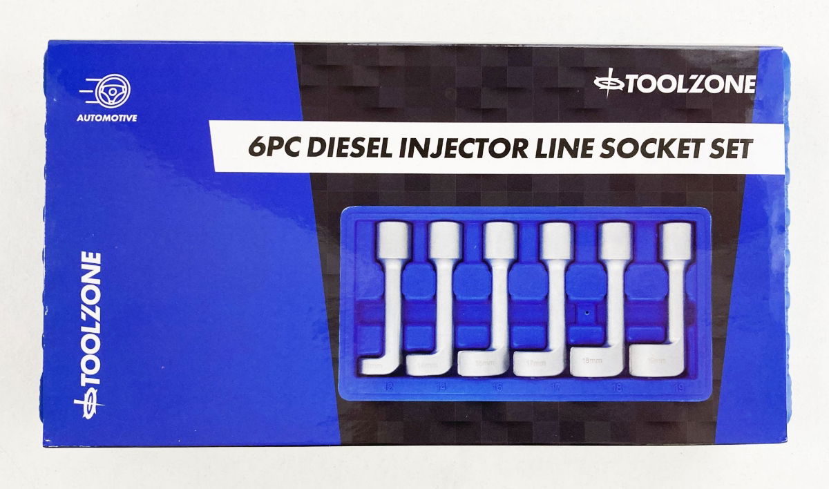DIESEL INJECTOR LINE SOCKET SET 6pc 1/2 DRIVE 12-19mm - TOOLZONE KDPAU338 image 1