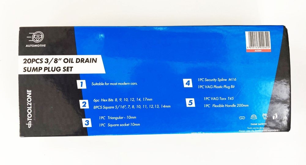 DRAIN PLUG SUMP KEY SET 3/8 20pc - TOOLZONE KDPAU350 thumbnail 2