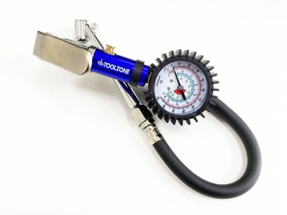 TYRE INFLATOR WITH CHUCK HOSE 220psi 1/4 AIR INLET 310mm HOSE - TOOLZONE KDPAU361 thumbnail 6