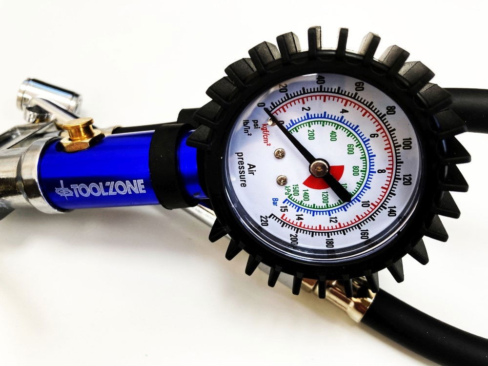 TYRE INFLATOR WITH CHUCK HOSE 220psi 1/4 AIR INLET 310mm HOSE - TOOLZONE KDPAU361 thumbnail 8
