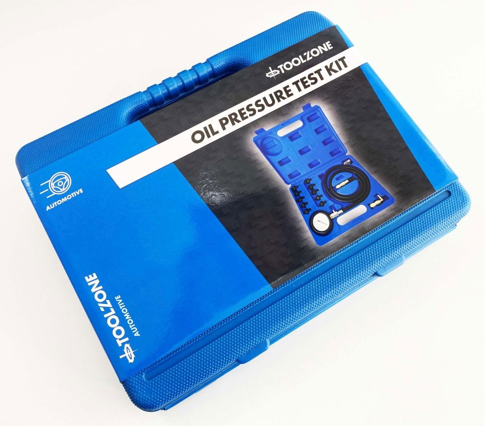 OIL PRESSURE TEST KIT 0-10 bar 1-140 psi 10 ADAPTORS 1.2m HOSE - TOOLZONE KDPAU376 thumbnail 2