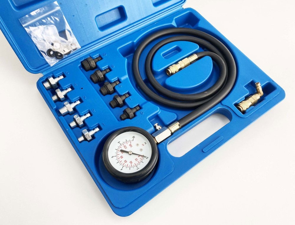 OIL PRESSURE TEST KIT 0-10 bar 1-140 psi 10 ADAPTORS 1.2m HOSE - TOOLZONE KDPAU376 thumbnail 5