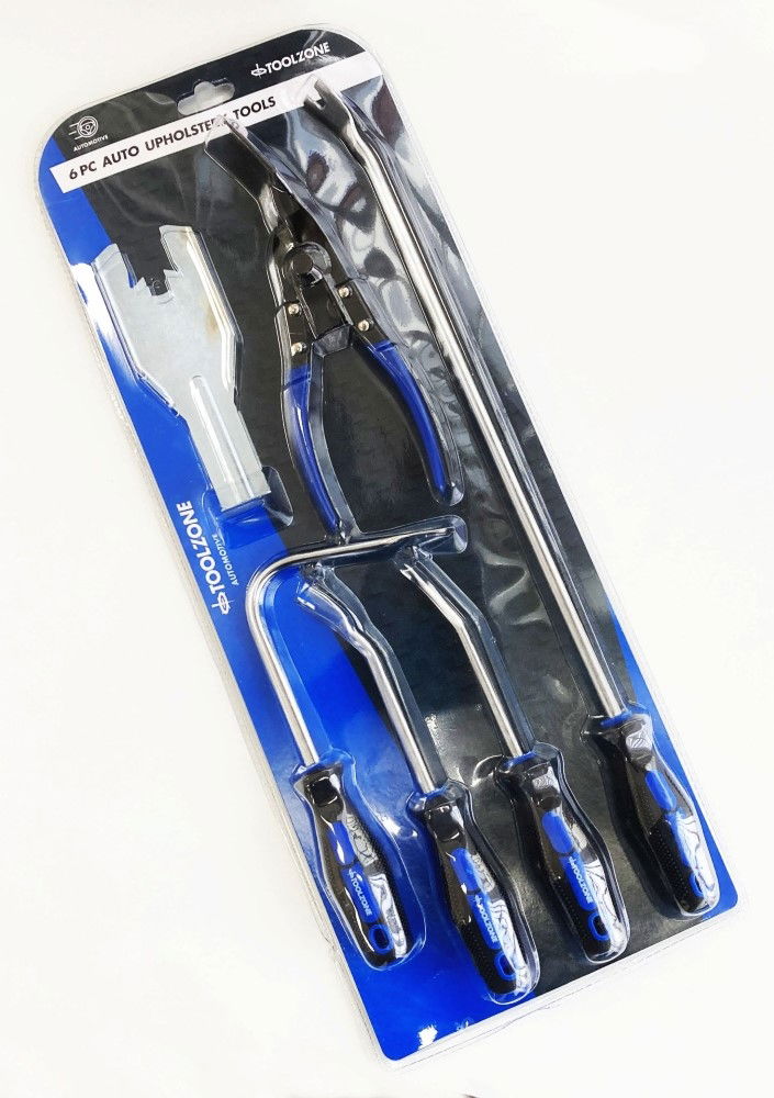 AUTO UPHOLSTERY TOOL SET 6pc WITH REMOVERS AND TRIM CLIP PLIER - TOOLZONE KDPAU380 thumbnail 2