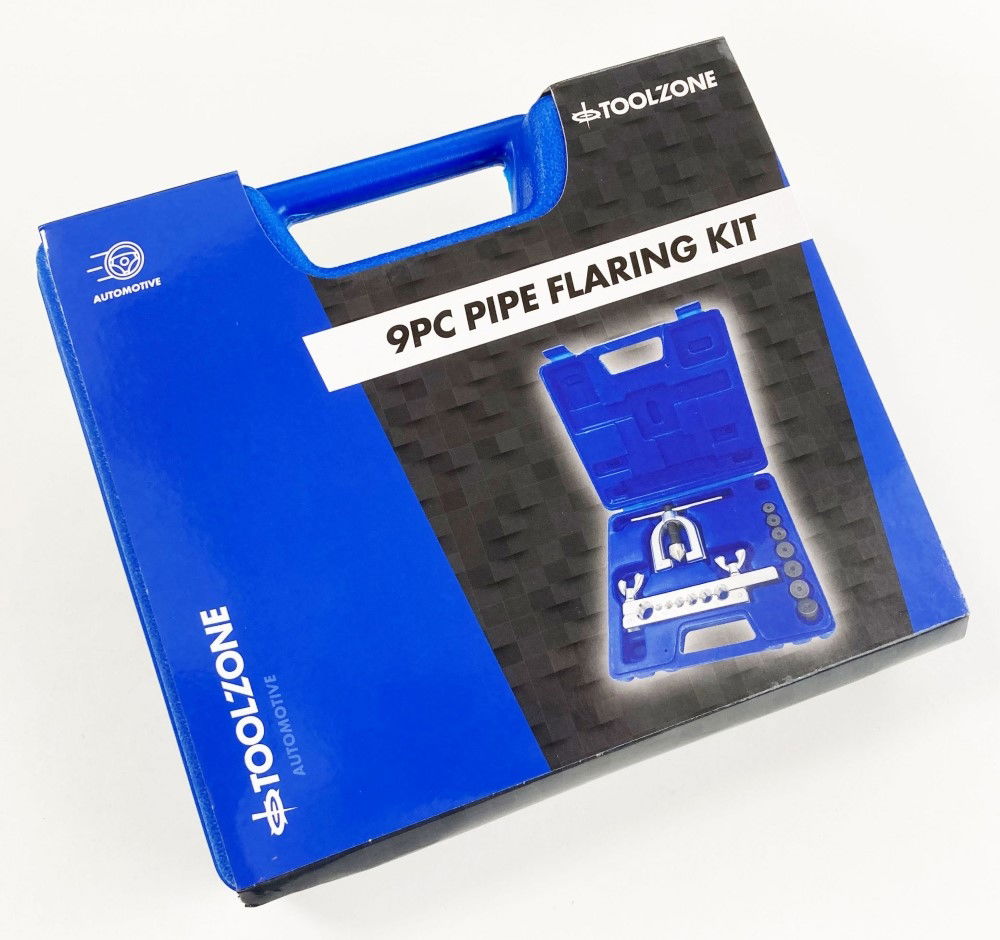 BRAKE PIPE FLARING TOOL KIT 9pc WITH 7 DIES 3/16 TO 5/8 - TOOLZONE KDPAU383 thumbnail 2