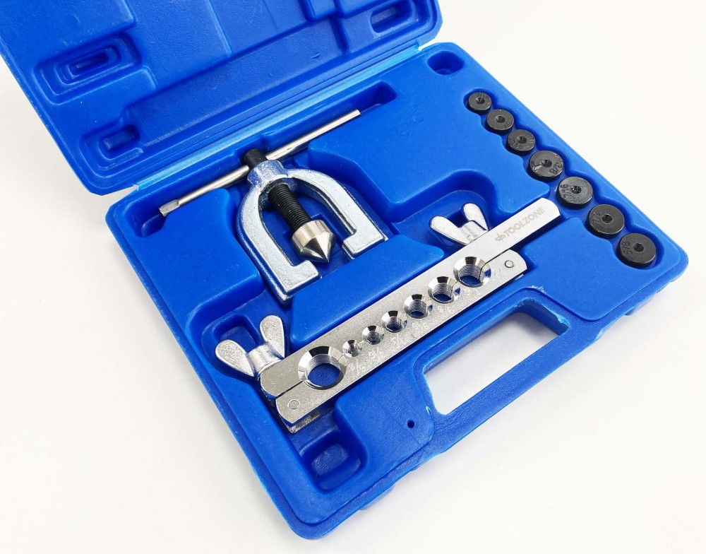 BRAKE PIPE FLARING TOOL KIT 9pc WITH 7 DIES 3/16 TO 5/8 - TOOLZONE KDPAU383 thumbnail 4