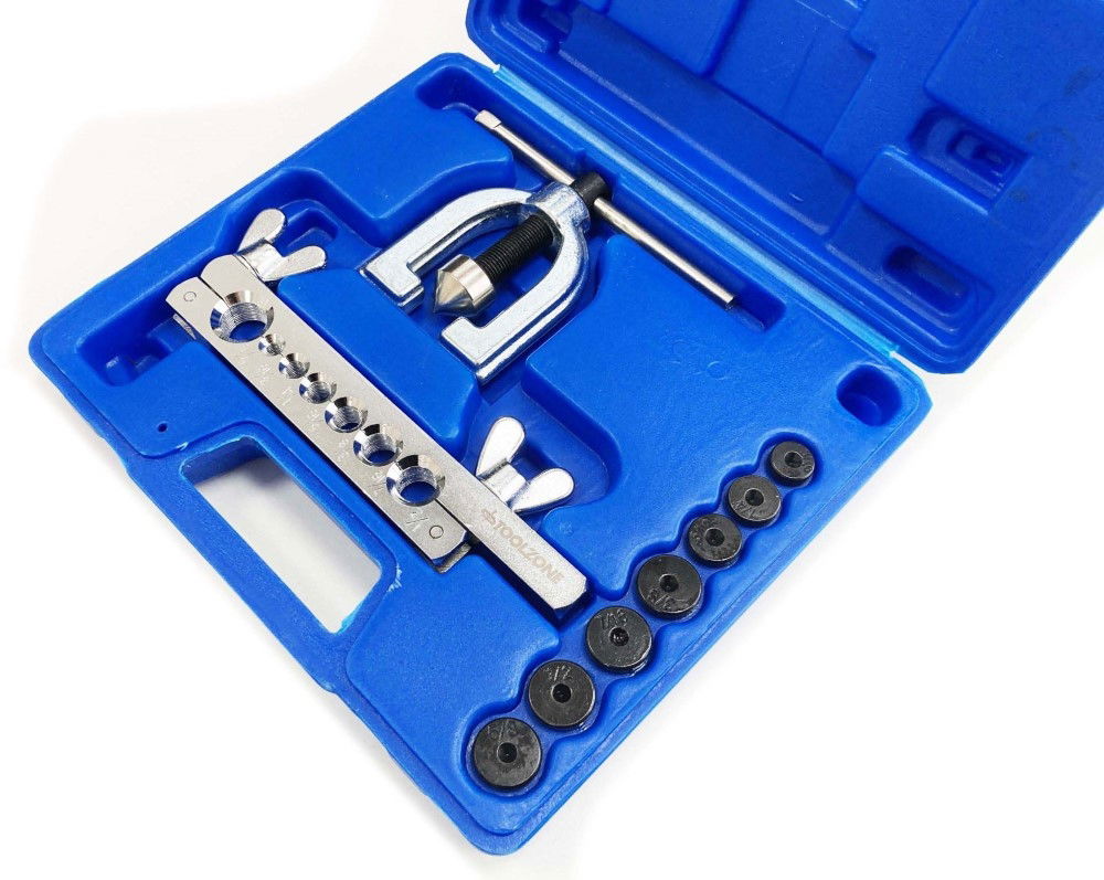 BRAKE PIPE FLARING TOOL KIT 9pc WITH 7 DIES 3/16 TO 5/8 - TOOLZONE KDPAU383 thumbnail 5