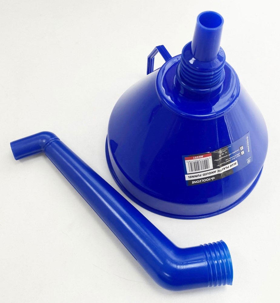 PLASTIC ANGLED FUNNEL BLUE 160mm WITH REMOVABLE FILTER - TOOLZONE KDPAU391 thumbnail 4