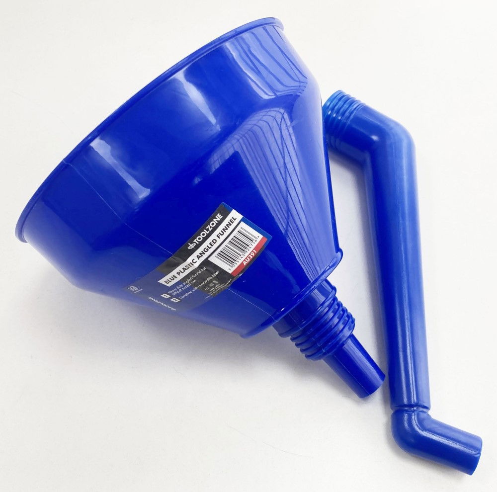 PLASTIC ANGLED FUNNEL BLUE 160mm WITH REMOVABLE FILTER - TOOLZONE KDPAU391 thumbnail 5