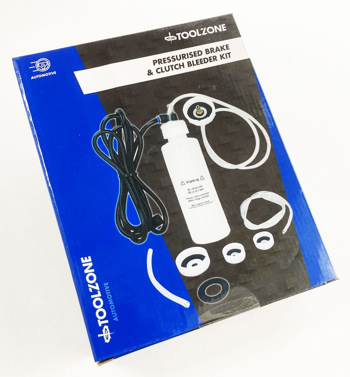 PRESSURE BRAKE AND CLUTCH BLEEDER KIT WITH 5 RESERVOIR CAPS - TOOLZONE KDPAU395 thumbnail 2