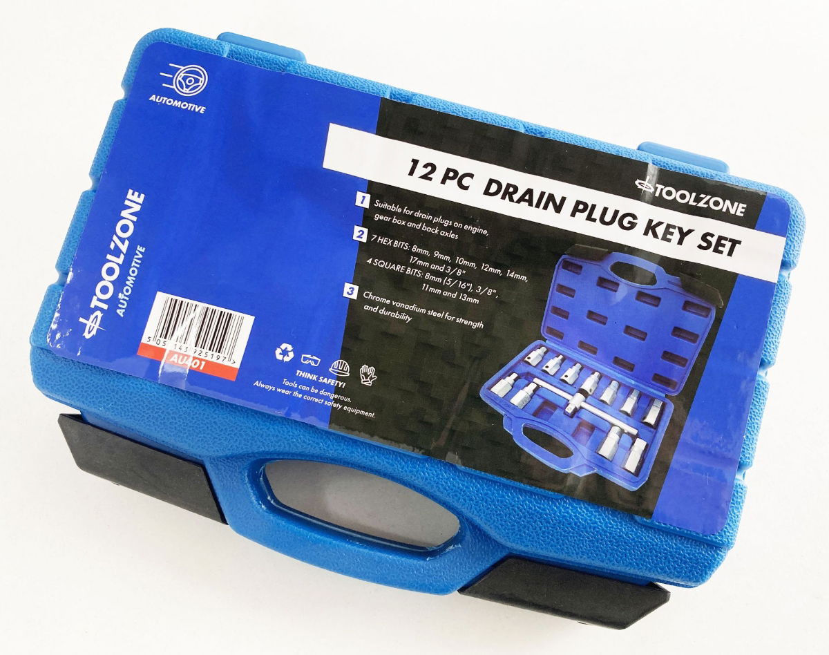 DRAIN PLUG KEY SET 12pc HEX AND SQUARE BITS - TOOLZONE KDPAU401 thumbnail 3