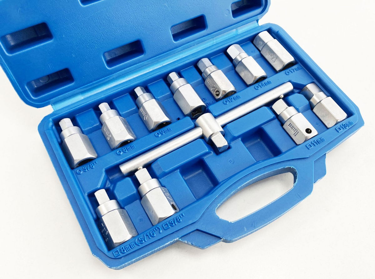 DRAIN PLUG KEY SET 12pc HEX AND SQUARE BITS - TOOLZONE KDPAU401 thumbnail 4