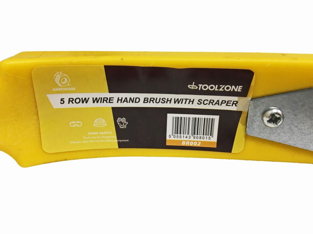 WIRE BRUSH 5 ROW WITH SCRAPER PLASTIC HANDLE - TOOLZONE KDPBR002 thumbnail 3