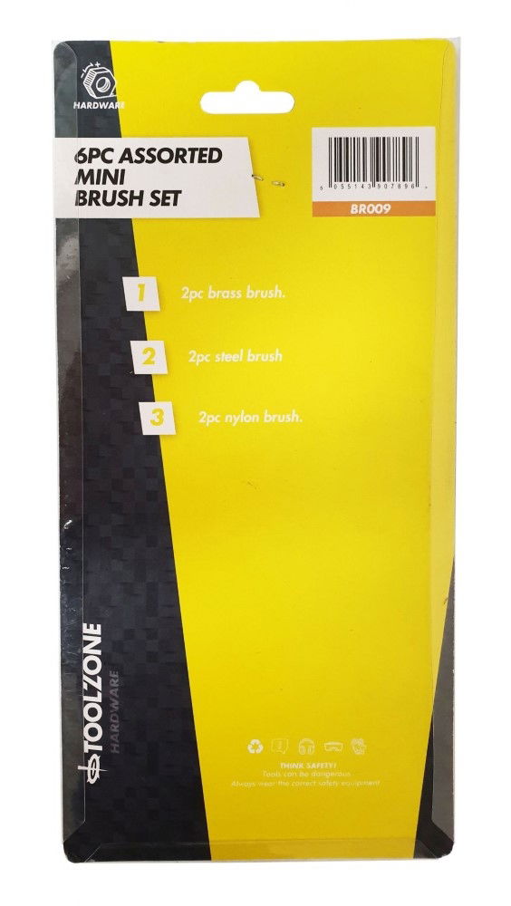 MINI BRUSH SET 6PC ASSORTED 175mm - TOOLZONE KDPBR009 thumbnail 3