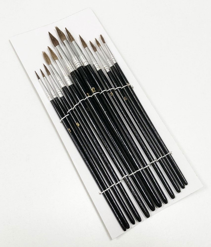 ARTIST BRUSHES 12PC POINTED SIZES 1-12 WOOD HANDLE - TOOLZONE KDPBR012 thumbnail 4