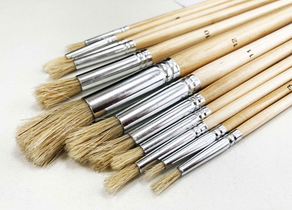ARTIST BRUSHES 12PC JUMBO ROUND SIZES 1-12 WOOD HANDLE - TOOLZONE KDPBR016 thumbnail 3