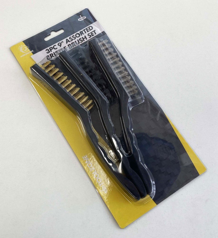 BRISTLE BRUSH SET 3PC 9 ASSORTED BRASS NYLON STEEL - TOOLZONE KDPBR050 thumbnail 5