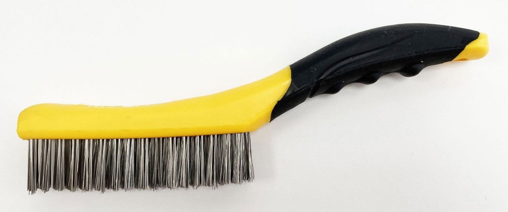 WIRE BRUSH 4 ROW STAINLESS STEEL PLASTIC HANDLE - TOOLZONE KDPBR052 thumbnail 2