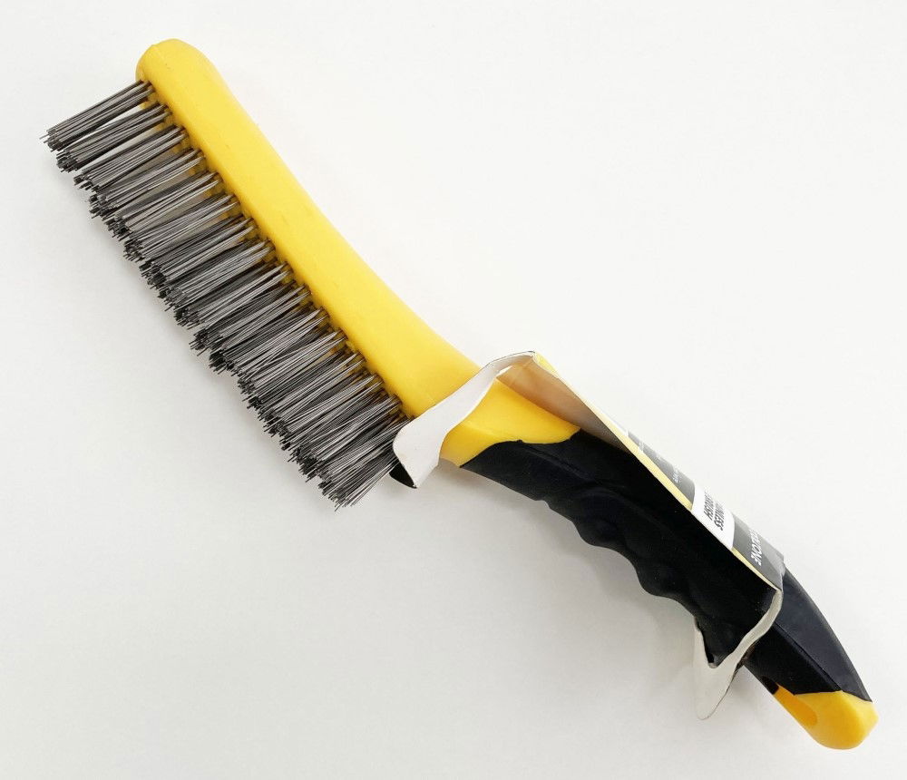 WIRE BRUSH 4 ROW STAINLESS STEEL PLASTIC HANDLE - TOOLZONE KDPBR052 thumbnail 3