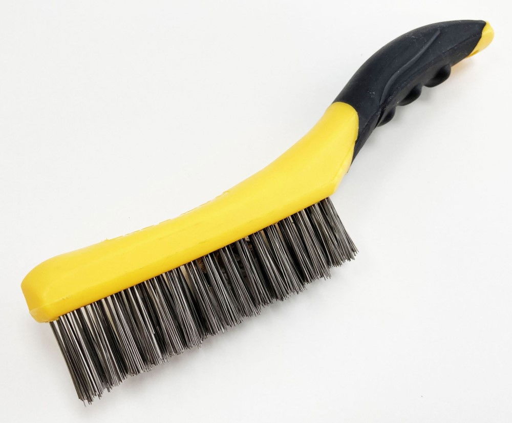 WIRE BRUSH 4 ROW STAINLESS STEEL PLASTIC HANDLE - TOOLZONE KDPBR052 thumbnail 4