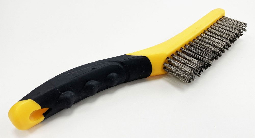 WIRE BRUSH 4 ROW STAINLESS STEEL PLASTIC HANDLE - TOOLZONE KDPBR052 thumbnail 5