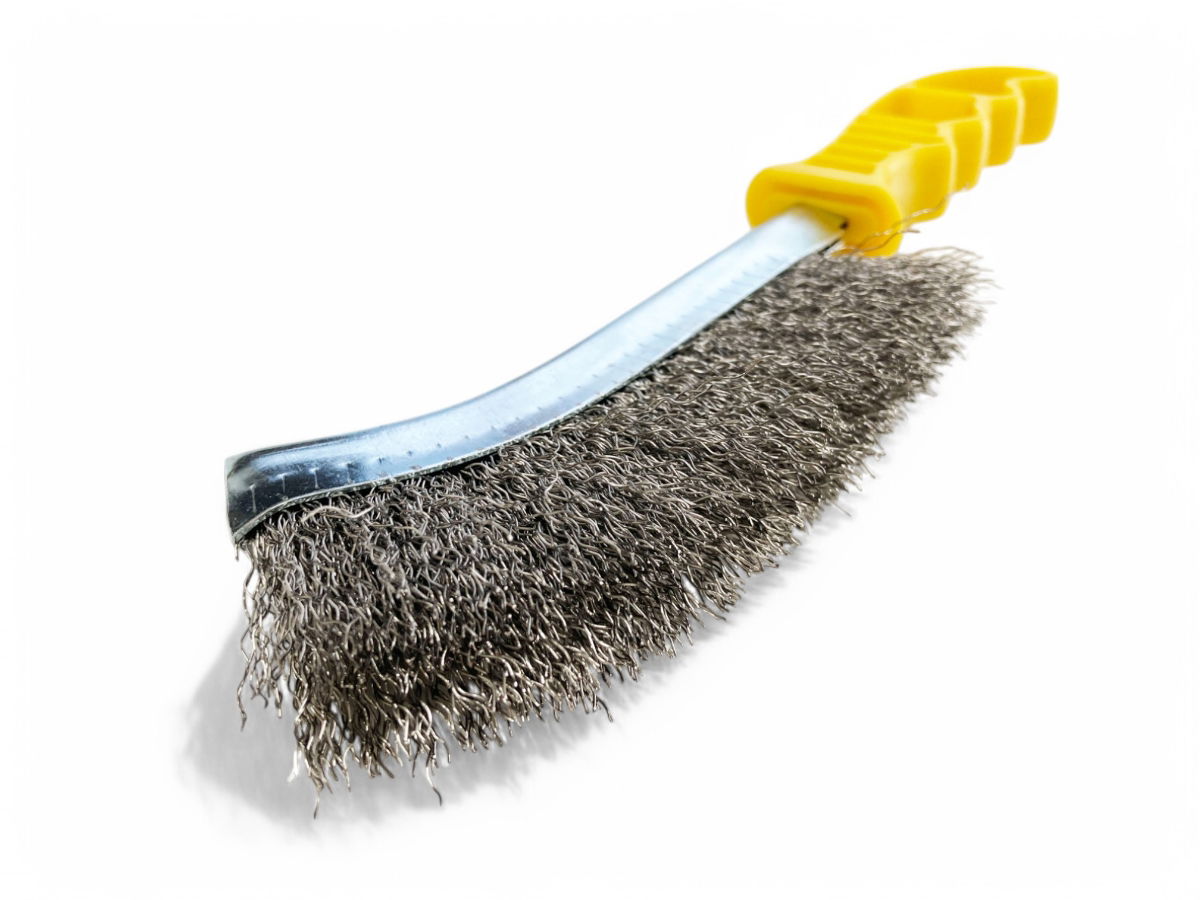 CURVED BRUSH STAINLESS STEEL BRISTLE PLASTIC HANDLE - TOOLZONE KDPBR059 thumbnail 2