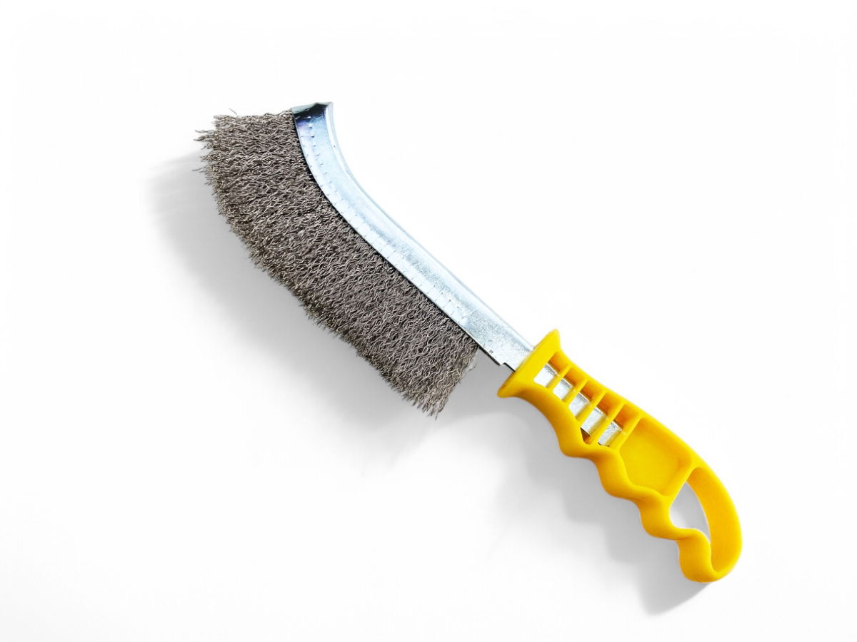 CURVED BRUSH STAINLESS STEEL BRISTLE PLASTIC HANDLE - TOOLZONE KDPBR059 thumbnail 4