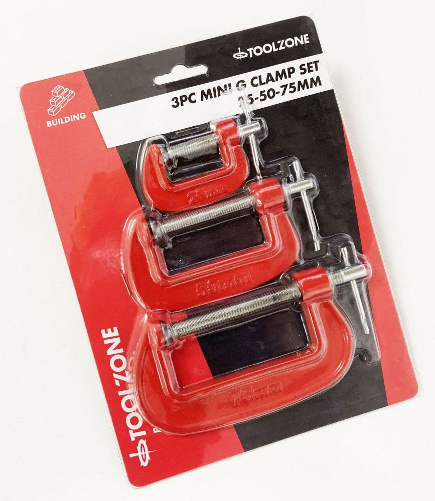 G CLAMP SET 3PC MINI 25mm 50mm 75mm - TOOLZONE KDPCL004 thumbnail 2