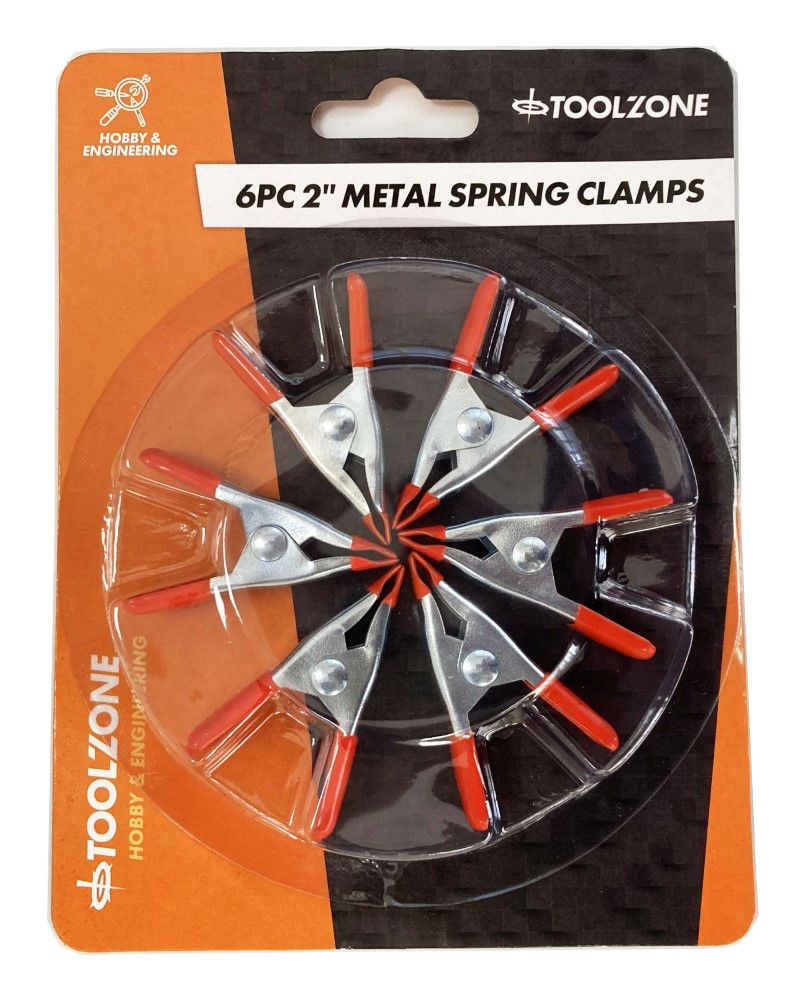 SPRING CLAMP SET 6PC 2 METAL PVC COATED - TOOLZONE KDPCL007 image 1