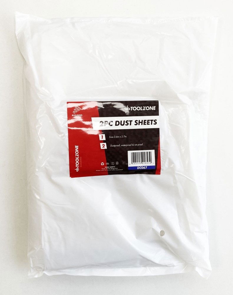DUST SHEET POLY 2PC 3.6 x 2.7m - TOOLZONE KDPDC067 image 1