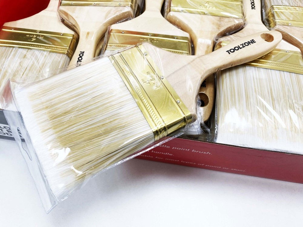 PAINT BRUSH 4 NYLON BRISTLE WOODEN HANDLE 24PC - TOOLZONE KDPDC149 thumbnail 2