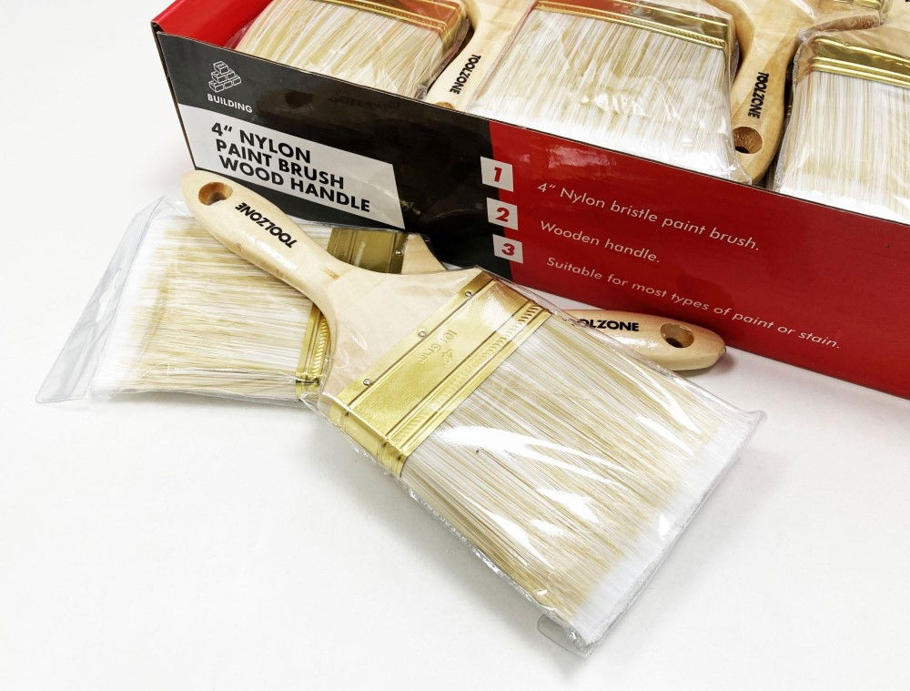 PAINT BRUSH 4 NYLON BRISTLE WOODEN HANDLE 24PC - TOOLZONE KDPDC149 thumbnail 4