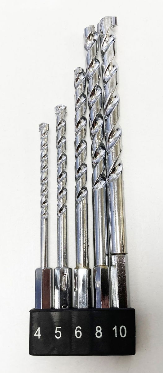 MASONRY DRILL BIT SET 5PC HEX SHANK 4-10mm TCT TIPPED - TOOLZONE KDPDR028 thumbnail 4